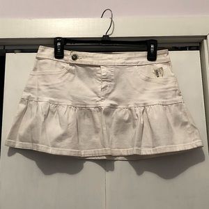 Kan Can White Denim Mini Skirt